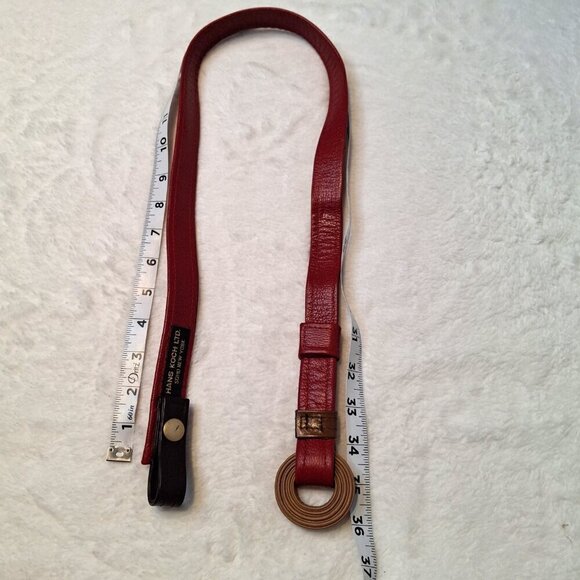 Hans Koch Ltd Red Leather Belt Vintage Minimalist Adjustable Colorblock Retro main image 7